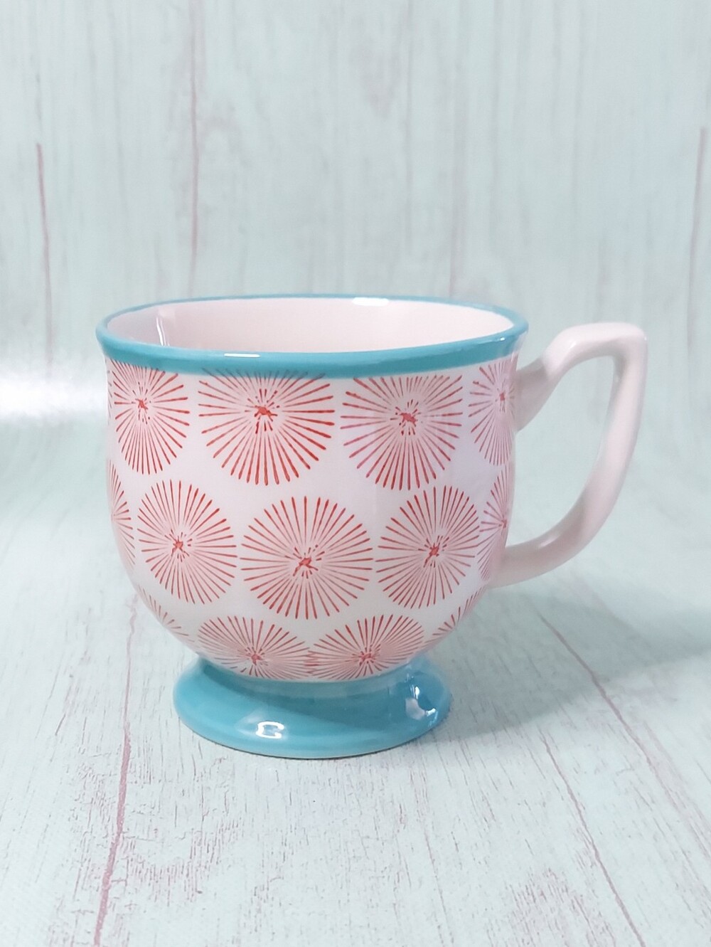 The Pioneer Woman Happyness Red/Turquoise  Stoneware Mug NWT